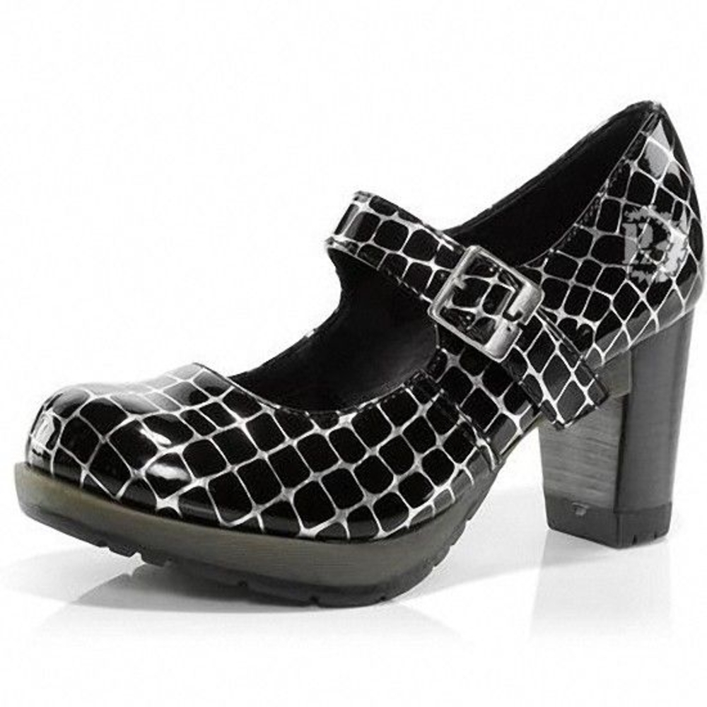 RARE Dr. Martens Black and White Croc-Pattern Heels